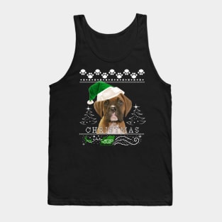 Brindle Boxer Puppy Christmas Sweater Tank Top